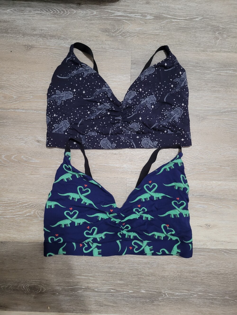 MeUndies Feel Free Runched Bralette Dinosours And Whale Sharks Size 3x